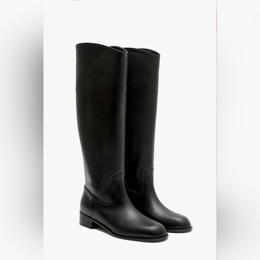 Black Leather Long Boots